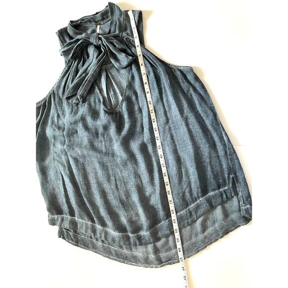 Free People Tie Front Shirttail Tank Top Blue Stonewash Size XS - Picture 7 of 8
